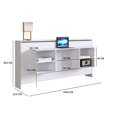 Cama Articulável Horizontal Solteiro com Estação de Trabalho Branco MDP Latino