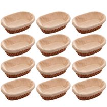 12 Cestas Porta Pão 24x17cm Servir Restaurantes Oval Rattan Plástico Forro Tecido Cesto Lyor