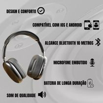 Fone De Ouvido Headphone Sem Fio Bluetooth V5.3 Pei-P9 Preto