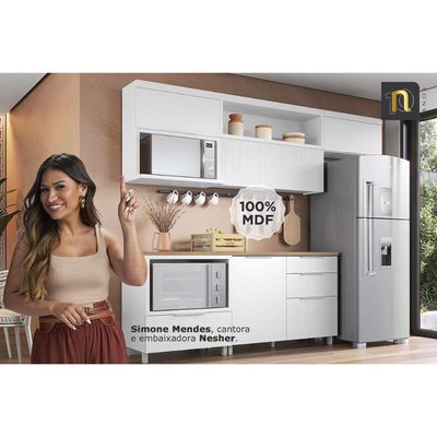 Cozinha Modulada Nesher Marquesa 2 Peças (1Aéreo+1Balcão) C2P29 Nature-Nesher