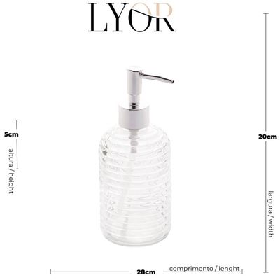 Porta Sabonete Líquido de Vidro Lyor 380ml para Bancada de Banheiro Suporte de Sabão Sortido