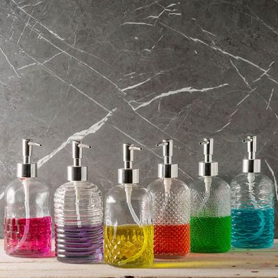 Porta Sabonete Líquido de Vidro Lyor 380ml para Bancada de Banheiro Suporte de Sabão Sortido