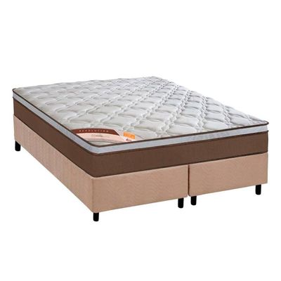 Cama Box Queen: Colchão Molas Pocket Ensacadas Castor Revolution + Base CRC Suede Clean (158x198)