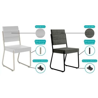 Cadeira de Cozinha 1736 Kit 6 Uni Preto/ Courano Preto - Carraro