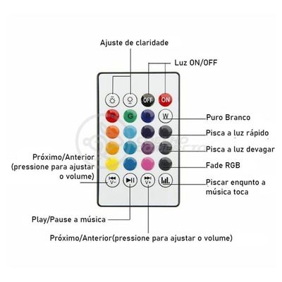 Lâmpada Led 12W E27 Rgb Colorida Com Caixa De Som Bluetooth