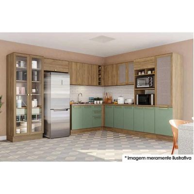 Balcão Cozinha p/ Cooktop c/ Tampo Botanic M629 c/ 1 Porta 60cm Nogueira/Fendi/Nogueira - Kappesberg