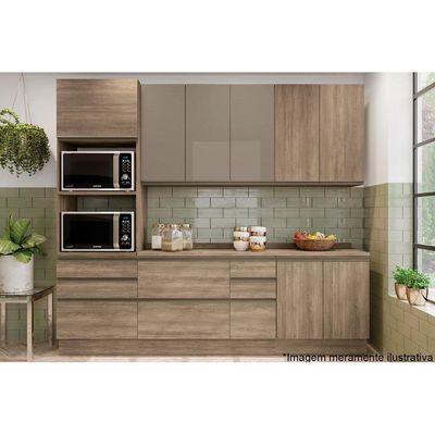 Balcão Cozinha p/ Cooktop c/ Tampo Maxxi G744 c/ 2 Portas 80cm Nogal/Cinzel - Kappesberg