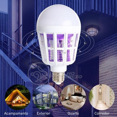 Lâmpada Luz Led Branco 15w Atrai Choque Mosquito