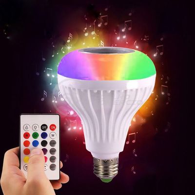 Lâmpada Led 12W E27 Rgb Colorida Com Caixa De Som Bluetooth
