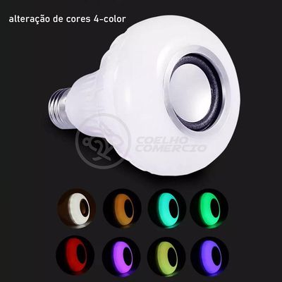 Lâmpada Led 12W E27 Rgb Colorida Com Caixa De Som Bluetooth