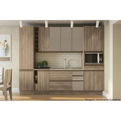 Cozinha Modulada Kappesberg Maxxi Nicho G741 c/ Tampo 40cm Nogal/Preto-Kappesberg