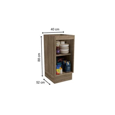 Cozinha Modulada Kappesberg Maxxi Nicho G741 c/ Tampo 40cm Nogal/Preto Brilho-Kappesberg