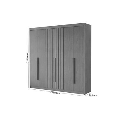 Guarda Roupa 6 Portas (2 Ripadas) e 6 Gavetas Portugal Cinamomo/Off White - Conquista