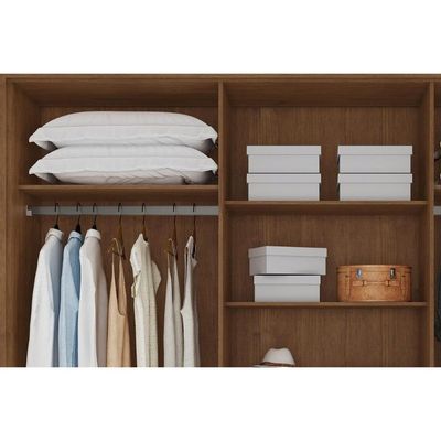 Guarda Roupa 6 Portas (2 Ripadas) e 6 Gavetas Portugal Cinamomo/Off White - Conquista
