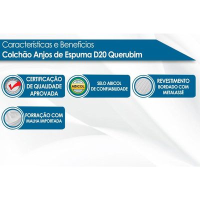Colchão Casal Espuma D20 Querubim (138x188x12) - D Angelis Anjos