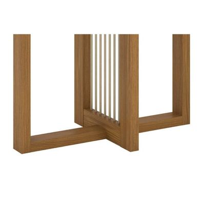 Mesa p/ Cozinha Natalí SC71 c/ Tampo Madeirado c/ Vidro Curvo 160x90cm Nature - Henn