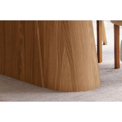 Mesa p/ Cozinha Olivia SC117 c/ Tampo Madeirado c/ Vidro Curvo 160x90cm Nature - Henn