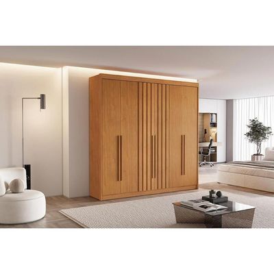 Guarda Roupa 6 Portas (2 Ripadas) e 6 Gavetas Portugal Cinamomo/Off White - Conquista