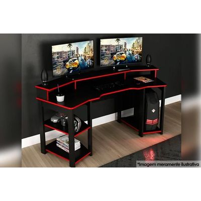 Mesa Computador Gamer ME4167 Preto/Azul - Tecno Mobili
