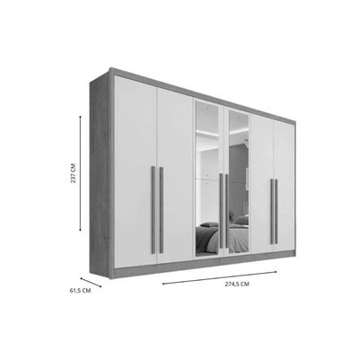 Guarda Roupa 6 Portas (2 c/ Espelho) e 6 Gavetas Valencia Peroba - Europa