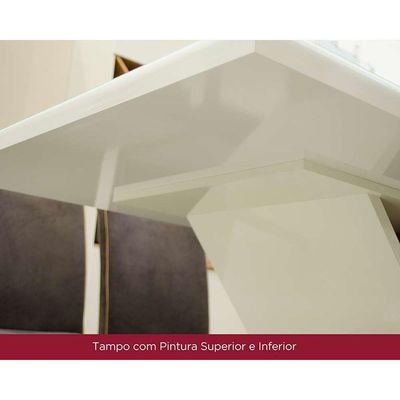 Mesa p/ Cozinha Yara SC77 c/ Tampo Madeirado c/ Vidro Curvo 200x90cm Nature - Henn