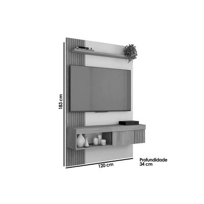 Rack Bancada c/ Painel p/ TV até 45 Pol Jade Ripada 120x183cm Buriti/Fendi - Caemmun