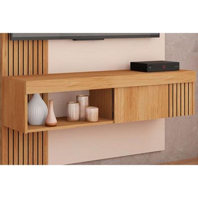 Rack Bancada c/ Painel p/ TV até 45 Pol Jade Ripada 120x183cm Buriti/Fendi - Caemmun