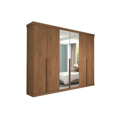 Guarda Roupa 6 Portas (2 c/ Espelho) e 6 Gavetas Guarapari Cinamomo/Off White - Panan