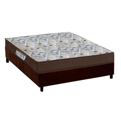 Cama Box Viúva: Colchão Ortopédico Ortobom D45 ISO 150 Mega Firme + Base CRC Suede Brown (128x188)