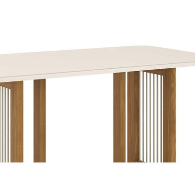 Mesa p/ Cozinha Yara SC79 c/ Tampo Madeirado c/ Vidro Curvo 160x90cm Nature - Henn