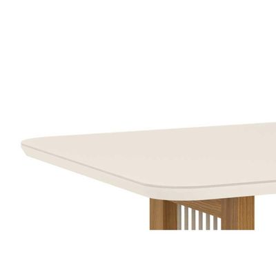 Mesa p/ Cozinha Yara SC79 c/ Tampo Madeirado c/ Vidro Curvo 160x90cm Nature - Henn