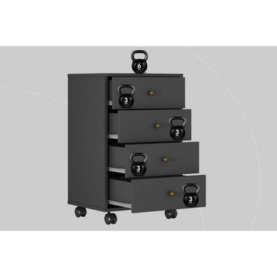 Mesa de Cabeceira Solteiro Presence c/ 4 Gavetas Amêndola Touch - Demóbile