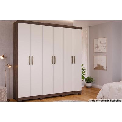 Guarda Roupa 6 Portas e 3 Gavetas Clara Cinamomo - Panan