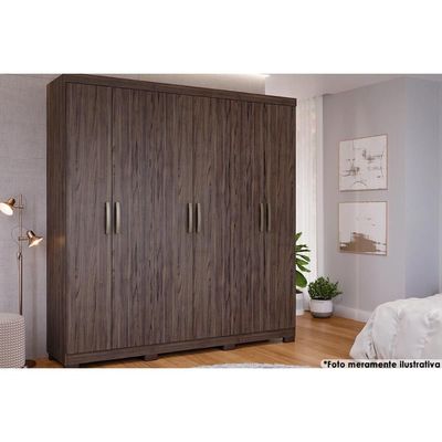 Guarda Roupa 6 Portas e 3 Gavetas Clara Cinamomo - Panan