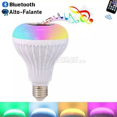 Lâmpada Led 12W E27 Rgb Colorida Com Caixa De Som Bluetooth