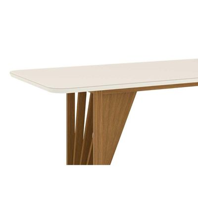 Mesa p/ Cozinha Adriana SC46 c/ Tampo Madeirado c/ Vidro Curvo 200x80cm Nature - Henn