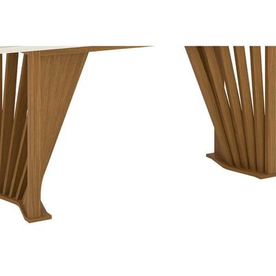 Mesa p/ Cozinha Adriana SC46 c/ Tampo Madeirado c/ Vidro Curvo 200x80cm Nature - Henn