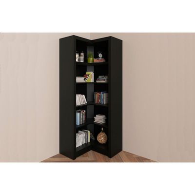 Estante Livreiro Solteiro ME4132 de Canto c/ 4 Prateleiras Preto - Tecno Mobili