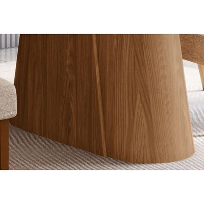 Mesa p/ Cozinha Olivia SC120 c/ Tampo Madeirado c/ Vidro Curvo 180x90cm Nature/Off White - Henn