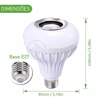 Lâmpada Led 12W E27 Rgb Colorida Com Caixa De Som Bluetooth