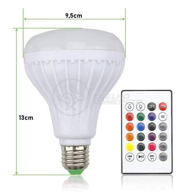 Lâmpada Led 12W E27 Rgb Colorida Com Caixa De Som Bluetooth