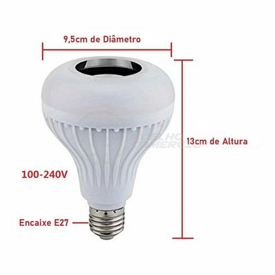 Lâmpada Led 12W E27 Rgb Colorida Com Caixa De Som Bluetooth