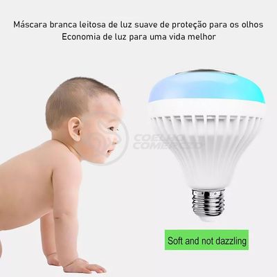 Lâmpada Led 12W E27 Rgb Colorida Com Caixa De Som Bluetooth