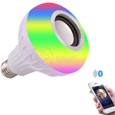 Lâmpada Led 12W E27 Rgb Colorida Com Caixa De Som Bluetooth