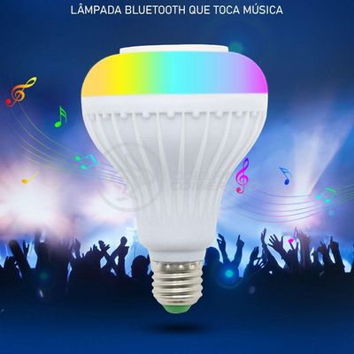 Lâmpada Led 12W E27 Rgb Colorida Com Caixa De Som Bluetooth