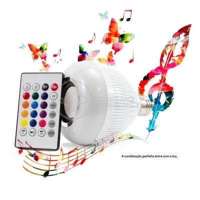 Lâmpada Led 12W E27 Rgb Colorida Com Caixa De Som Bluetooth