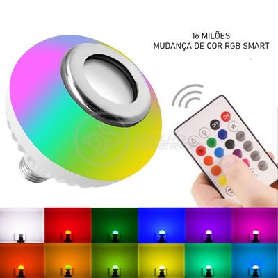 Lâmpada Led 12W E27 Rgb Colorida Com Caixa De Som Bluetooth