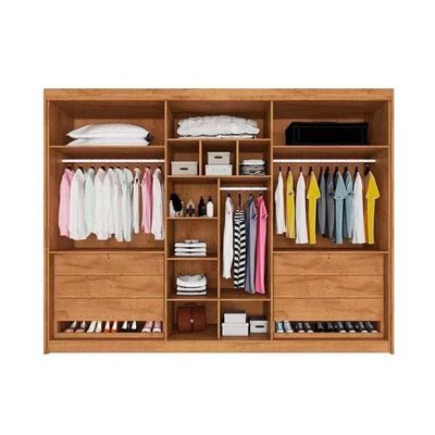 Guarda Roupa Casal 6 Portas (2 Ripadas e 2 c/ Espelho) e 6 Gavetas Potente Peroba - Europa