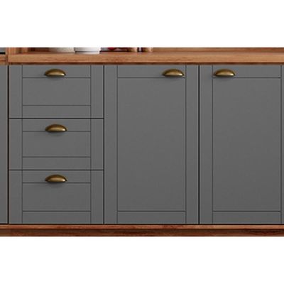 Cozinha Modulada Carraro Bella 6 Peças (2Aéreos+2Balcões+2Paneleiros) C6P55 Nogal/Cinza-Carraro