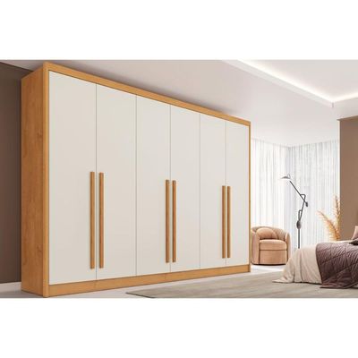 Guarda Roupa 6 Portas e 6 Gavetas Valencia Peroba/Off White - Europa
